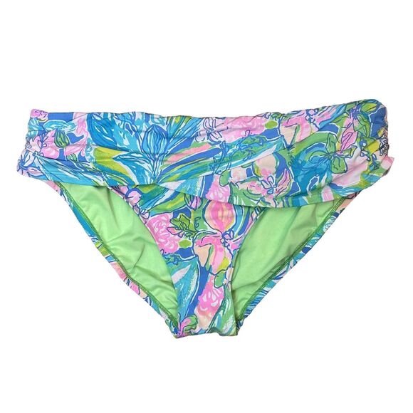 Lilly Pulitzer Swim BOTTOMS Size 14 Sea Gypsea Bikini Swimsuit Twisted Blue Pink - Picture 1 of 7